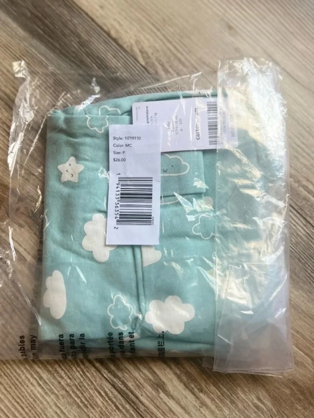 Carter’s NWT Preemie Baby Sleep Gowns 2 Pack Moon Cloud